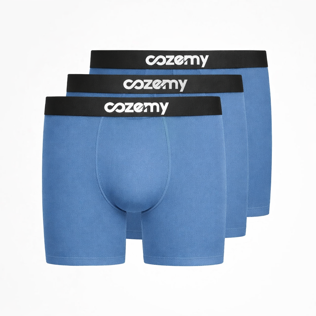 Boxershorts lang blau, 3er Pack