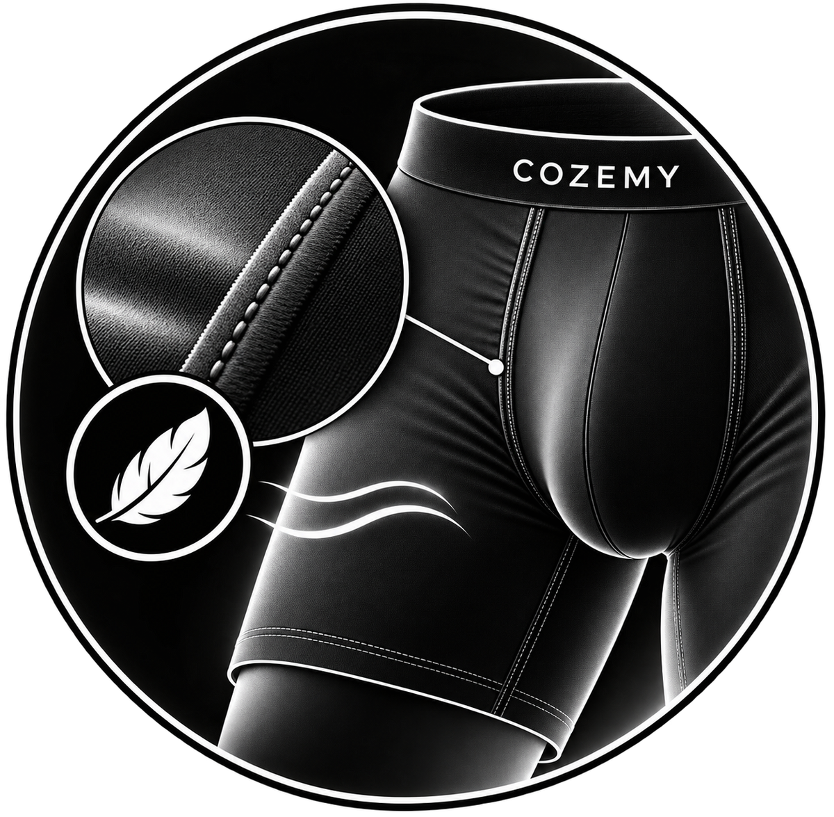 rundes cozemy boxershorts Icon zeigt Boxer brief mit weichen nähten