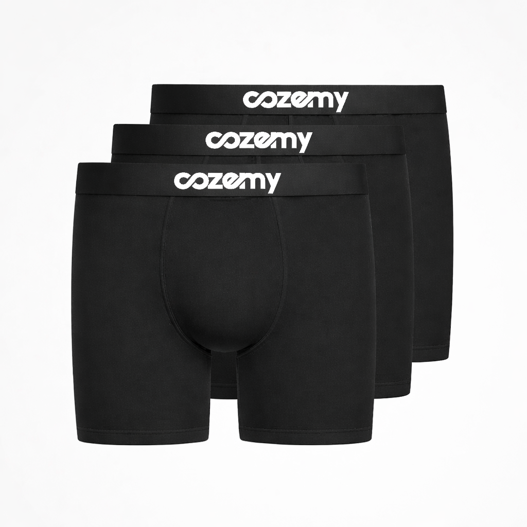 Boxershorts lang schwarz, 3er Pack